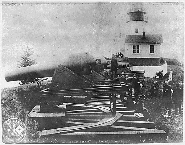 1864 photo of the first guns at Fort Canby